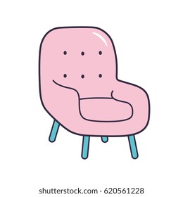 Pink armchair isolated.