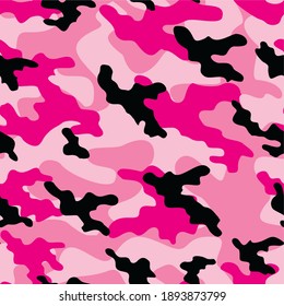 pink army camouflage vector seamless pattern