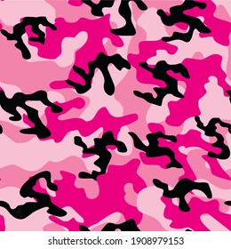 pink army camouflage vector seamless print
