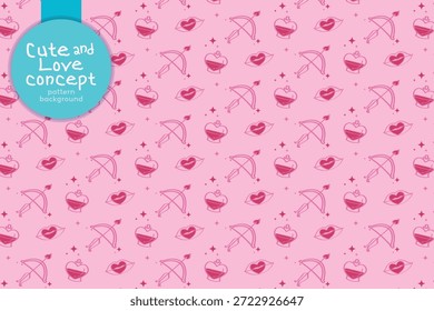 Arco de flecha rosa y poción de amor para el patrón de concepto de San Valentín sin fisuras en Arte vectorial