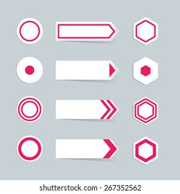 Pink arrow and dot set. Modern business options banner. Vector template in modern style. For infographic, presentation, workflow layout, diagram, number options, step up options, web template.