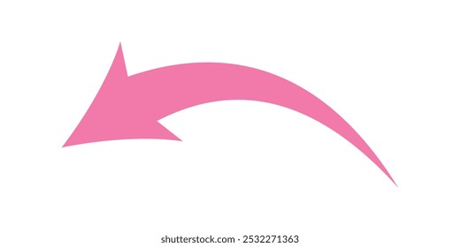 pink arrow icon . pink long and curved arrow icon isolated on white background eps 10. long curved arrow.