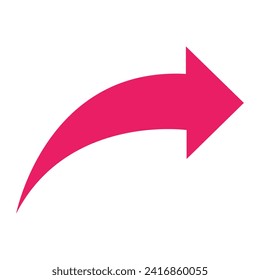 Pink arrow icon on white background. flat style. arrow icon for your web site design, logo, app, UI. arrow indicated the direction symbol. curved arrow sign. eps file 20.