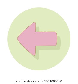 A pink arrow to the left on a soft green background, hand drawn with a doodle illustration design