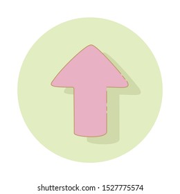 A pink arrow to the top on a soft green background, hand drawn with a doodle illustration design