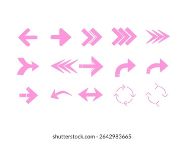 Ponto de setas rosa para publicação, elementos de design, conjunto de desenho vetorial