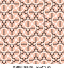 Pink art deco, seamless vector pattern in pink color. Elegant mid century wallpaper design. Modern geometric print and detailed linear background