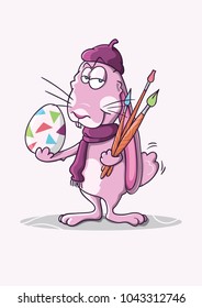 A pink artist rabbit