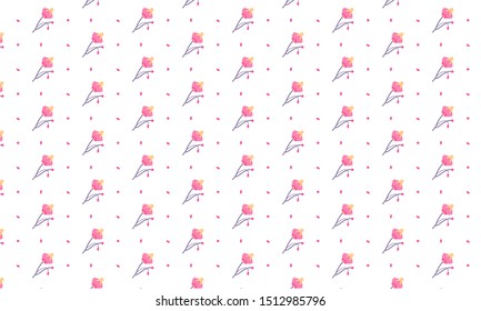 Pink Aster Flower Hexagonal with Dots Pattern Background