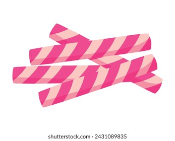 Pink Astor Wafer Stick Roll for Eid Al Fitr Flat Doodle Icon Logo. Cartoon vector illustration isolated on white background