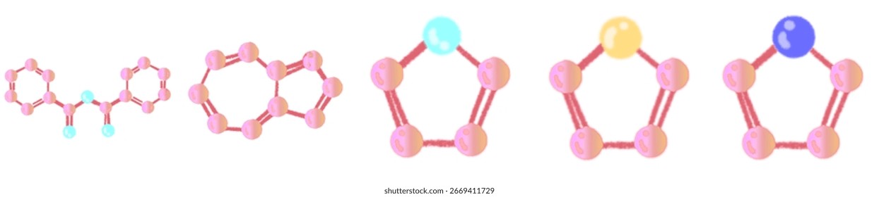 Pink Atom and Molecule Model Illustration PNG for Education