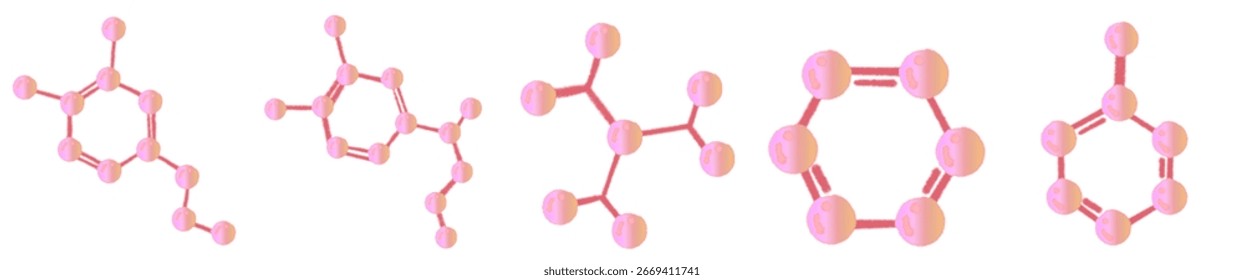 Pink Atom and Molecule Model Illustration PNG for Education