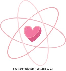 Pink Atomic Heart Illustration Representing Love and Connection