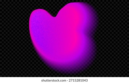 Forma de gradiente de aura rosa sobre fondo. Gradación suave de color púrpura con textura de superposición de manchas de Vector radiante y fluido. Elemento de neón vibrante granulado 3D. Efecto ombre iridiscente geométrico Y2k.