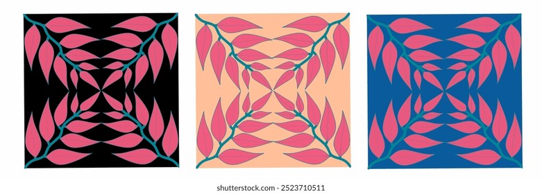 Pink Autumn leaves seamless pattern tile, the spike leaves, can be used as pattern fill in your illustration app to create unlimited pattern as you like
