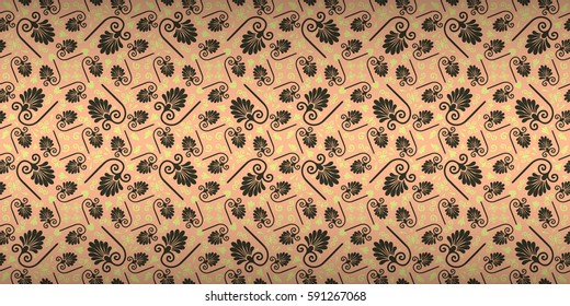 Pink avocado fancy seamless pattern in ethnic style. Complicated mosaic repeatable backdrop.