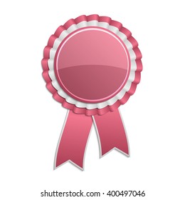 Pink award rosette with ribbon