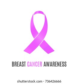 Pink awareness ribbon icon. Breast cancer day illustration