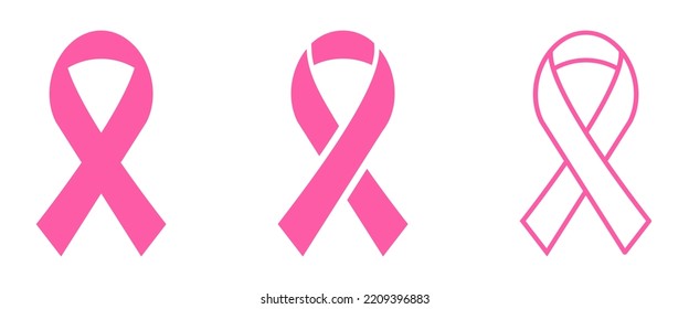 Pink awareness ribbon icons. Vector illustration isolated on white background	
