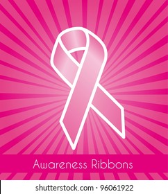 pink awareness ribbon over pink background. vector