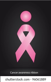 pink awareness ribbon over black background. vector illustration