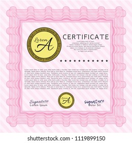 Pink Awesome Certificate template. Cordial design. With background. Customizable, Easy to edit and change colors. 