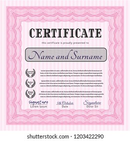Pink Awesome Certificate template. Customizable, Easy to edit and change colors. With background. Perfect design. 