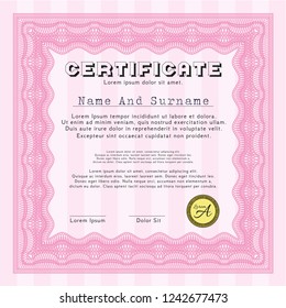 Pink Awesome Certificate template. Customizable, Easy to edit and change colors. Complex background. Excellent design. 