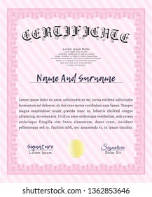 Pink Awesome Certificate template. Customizable, Easy to edit and change colors. Printer friendly. Elegant design. 