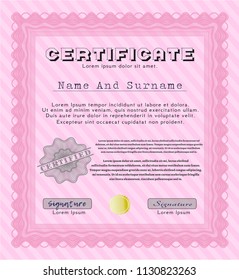 Pink Awesome Certificate template. Easy to print. Artistry design. Customizable, Easy to edit and change colors. 
