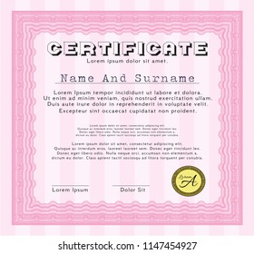 Pink Awesome Certificate template. Easy to print. Retro design. Customizable, Easy to edit and change colors. 