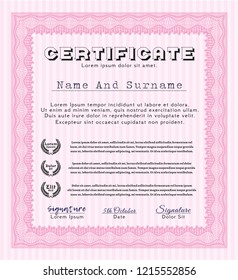 Pink Awesome Certificate template. Easy to print. Detailed. Perfect design. 