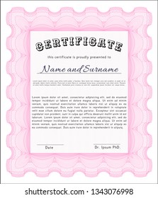 Pink Awesome Certificate template. Easy to print. Detailed. Superior design. 