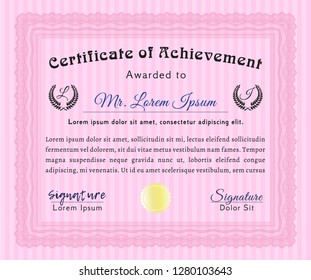 Pink Awesome Certificate template. With great quality guilloche pattern. Money design. Customizable, Easy to edit and change colors. 