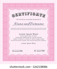 Pink Awesome Certificate template. Perfect design. Customizable, Easy to edit and change colors. With great quality guilloche pattern. 