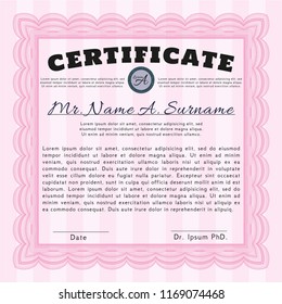 Pink Awesome Certificate template. Printer friendly. Artistry design. Customizable, Easy to edit and change colors. 