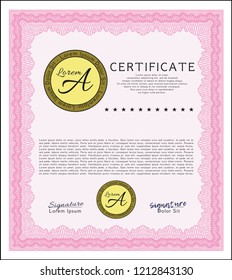 Pink Awesome Certificate template. Printer friendly. Customizable, Easy to edit and change colors. Lovely design. 