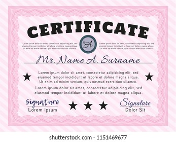 Pink Awesome Certificate template. With quality background. Cordial design. Customizable, Easy to edit and change colors. 