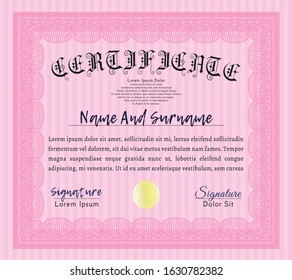 Pink Awesome Certificate template. With quality background. Sophisticated design. Customizable, Easy to edit and change colors. 