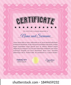 Pink Awesome Certificate template.  Superior design.  Printer friendly.  Customizable, Easy to edit and change colors. 