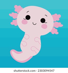 Pink Axolotl Vector in blue background for school and business purpose