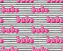 Pink Babe Print Over Striped Background