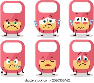 Pink baby appron cartoon character with sad expression. Vector illustration