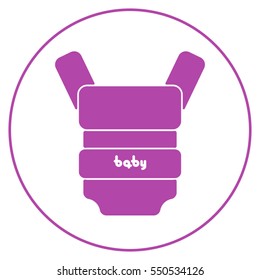 Pink baby carrier icon isolated on white background.