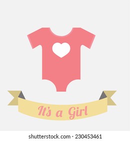 pink baby clothes  over white color background