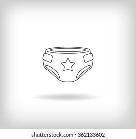 Pink baby Diaper With Star. vector Illustration