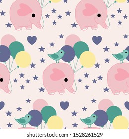 Pink baby elephant in a seamless pattern design, perfect to use on the web or in print