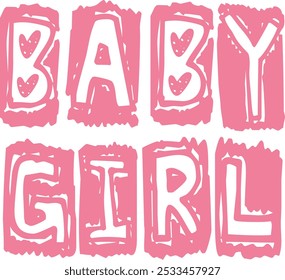 Pink Baby Girl mini lettering vector file, retro vintage girly matching shirts design Illustrator Artwork