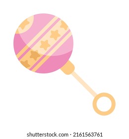 Pink Baby Maracas Isolated Icon