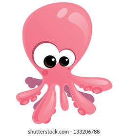 Pink baby octopus with big eyes